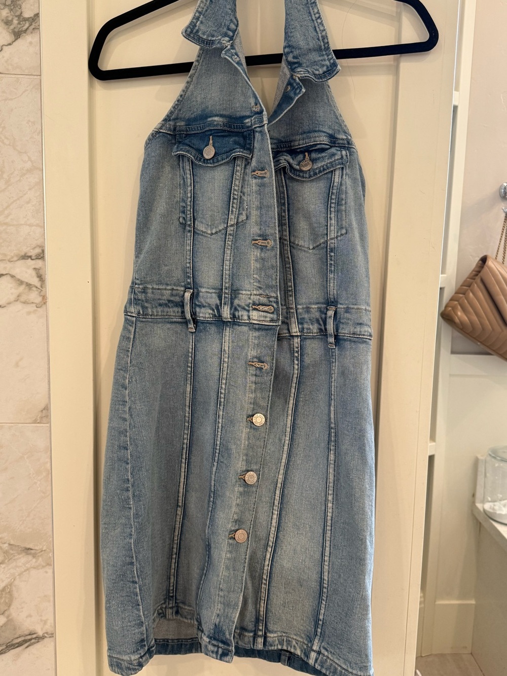 GAP Light Blue Denim Halter Dress